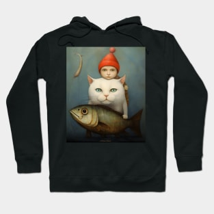 Boy, Cat and fish Hoodie